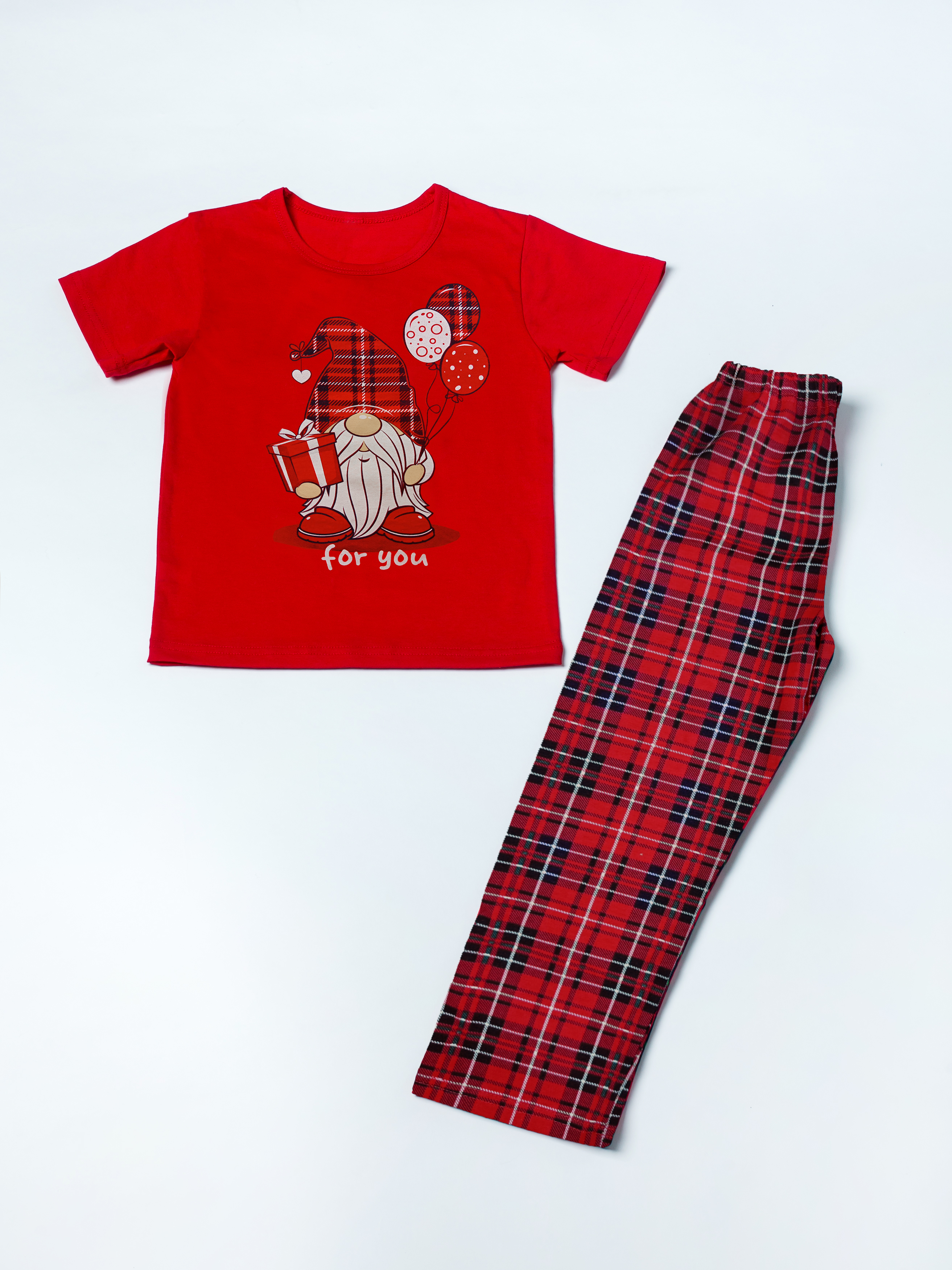 Пижама KiMMi co К-1408827п/1 красный клетка красная гном - фото 19