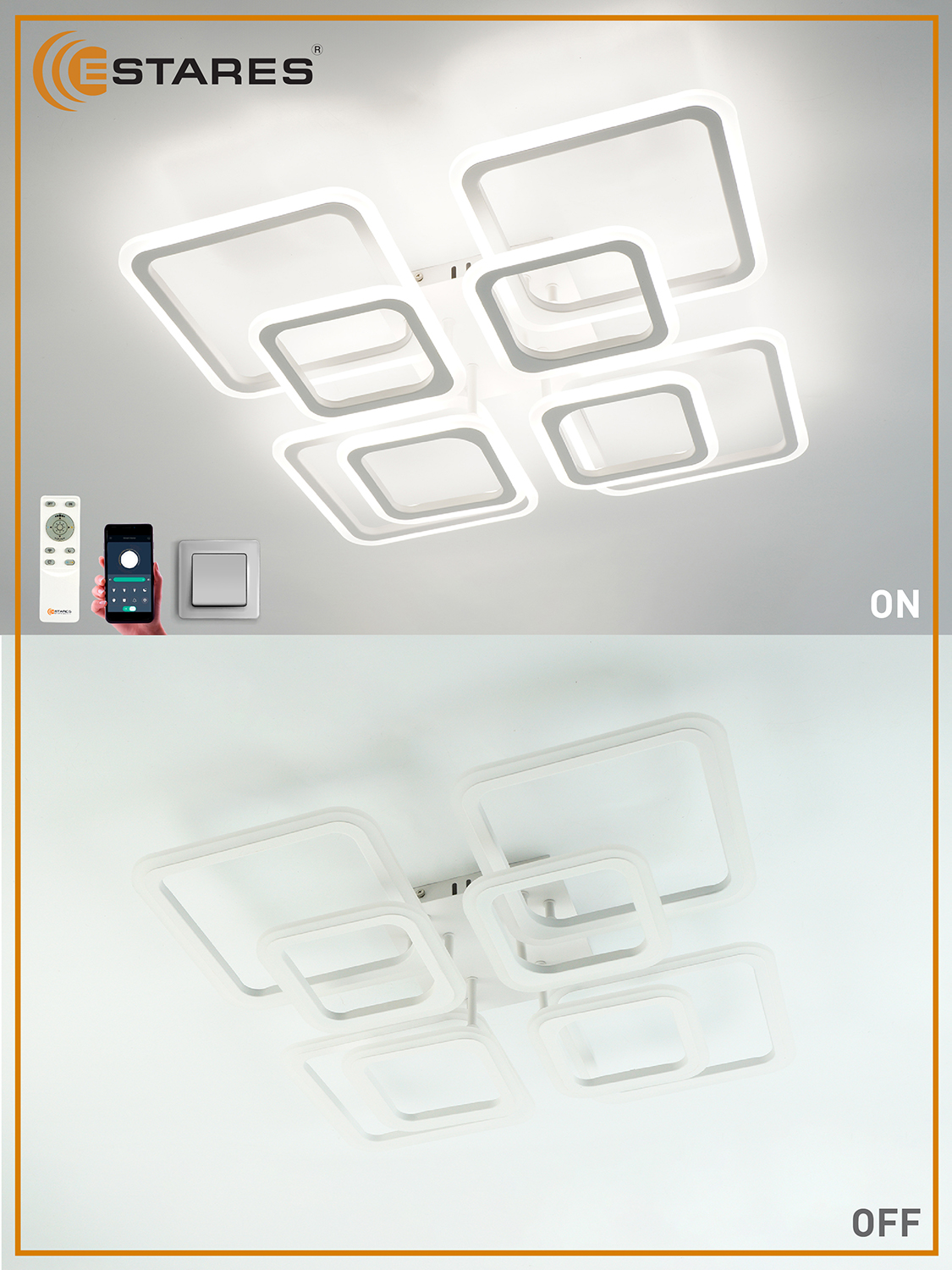 Светодиодная люстра с пультом Estares Tetra 160W white - фото 3
