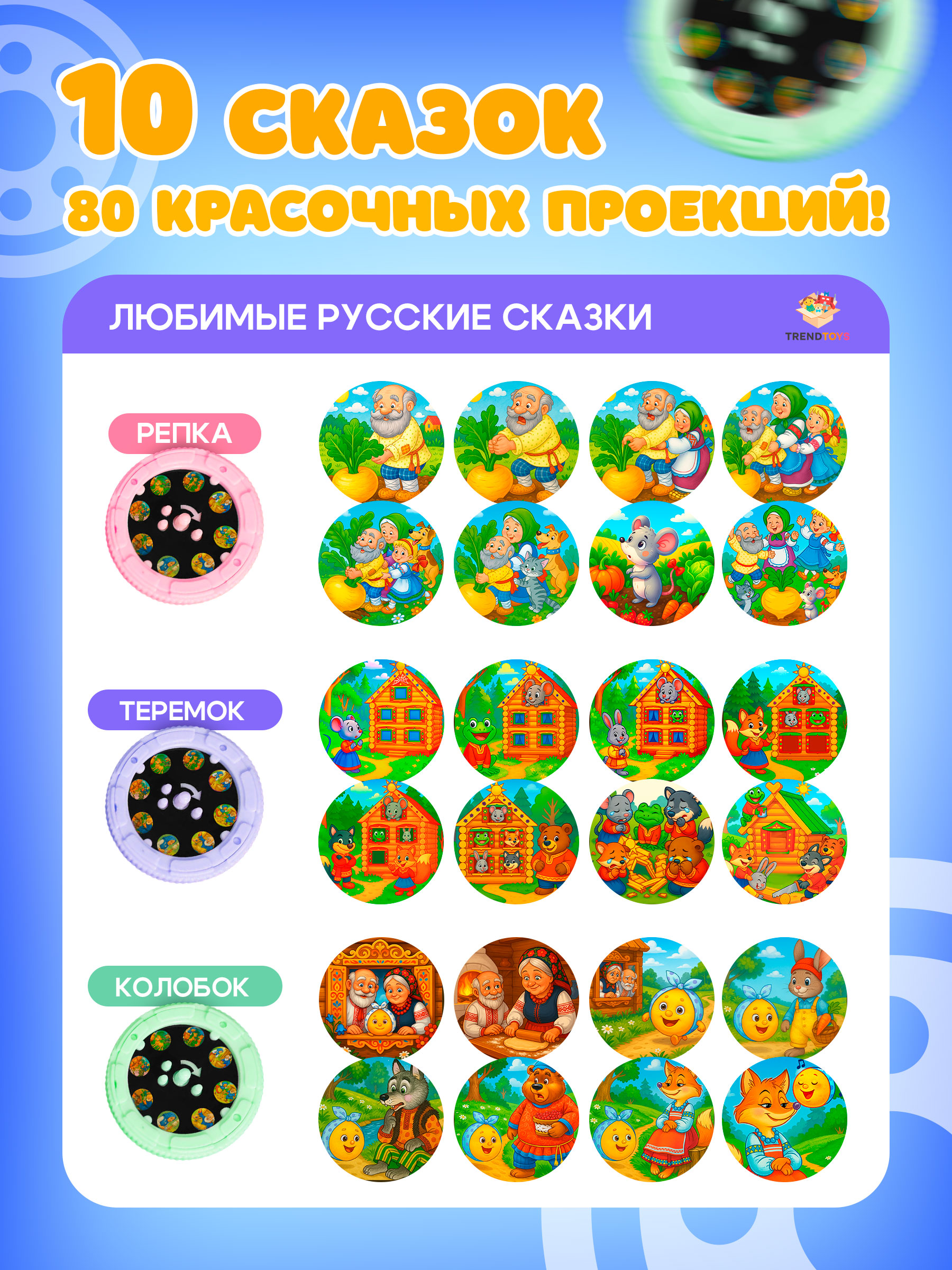 Игрушка проектор TrendToys фонарик с детскими сказками - фото 2
