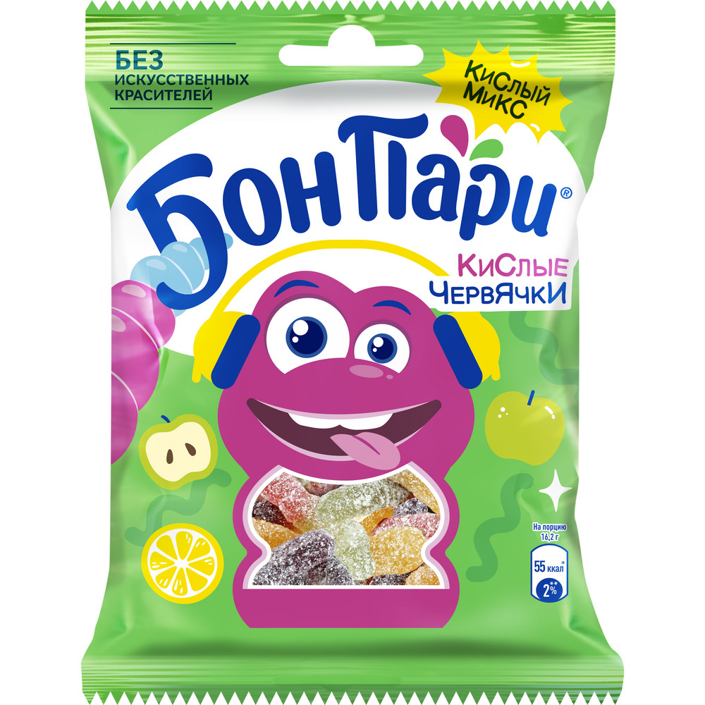 Мармелад Бон Пари жевательный кислые червячки 75г - фото 1