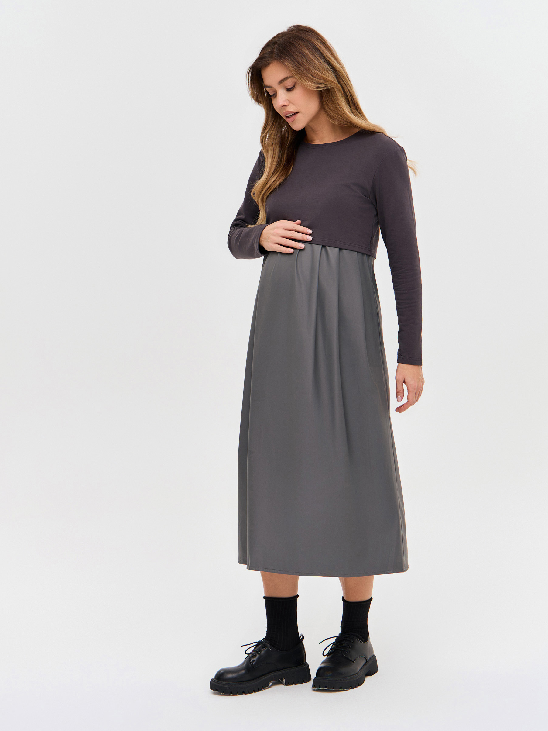 Платье для кормящих Proud Mom ПКОЖ-0500-антрацит - фото 4