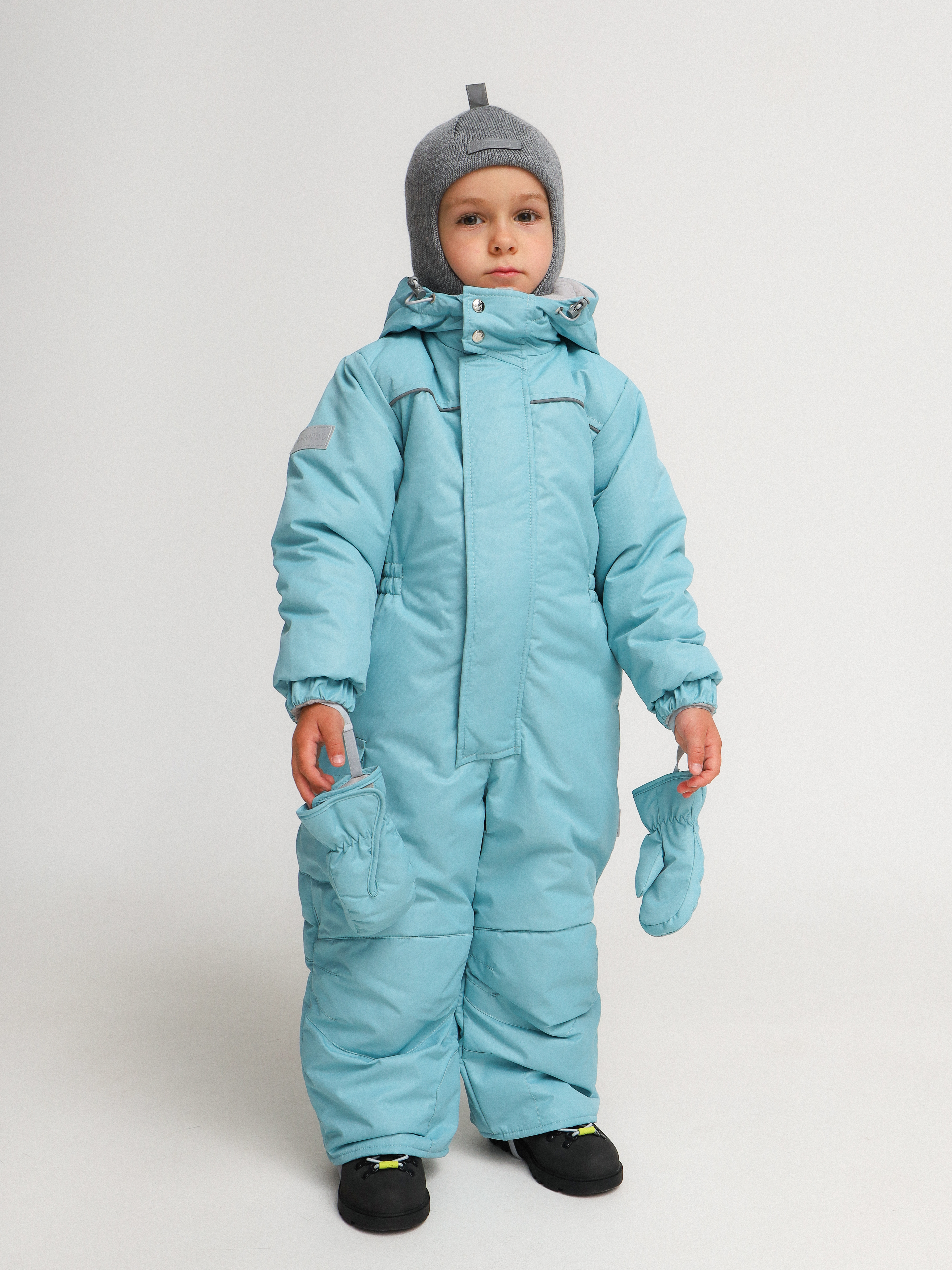 Комбинезон MINIDINO B-VO-Kmb-111/0Комбинезон зимний Дино бирюзовый детский - фото 1