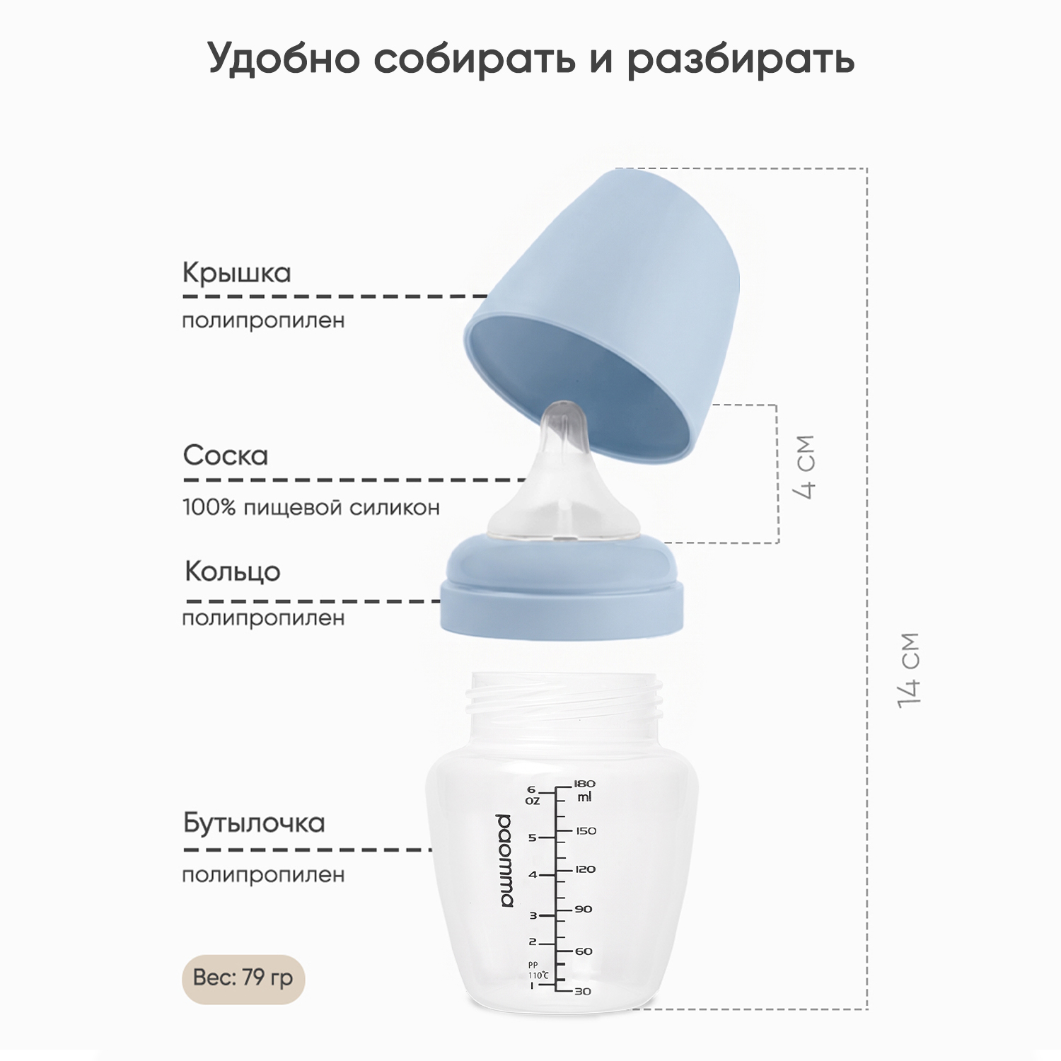 Бутылочка Paomma 180 мл - фото 9