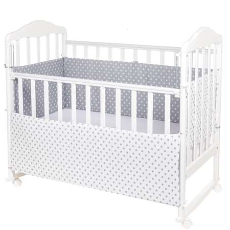 Бортики в кроватку Lemony kids Starfall серый/белый 4 части съемные чехлы