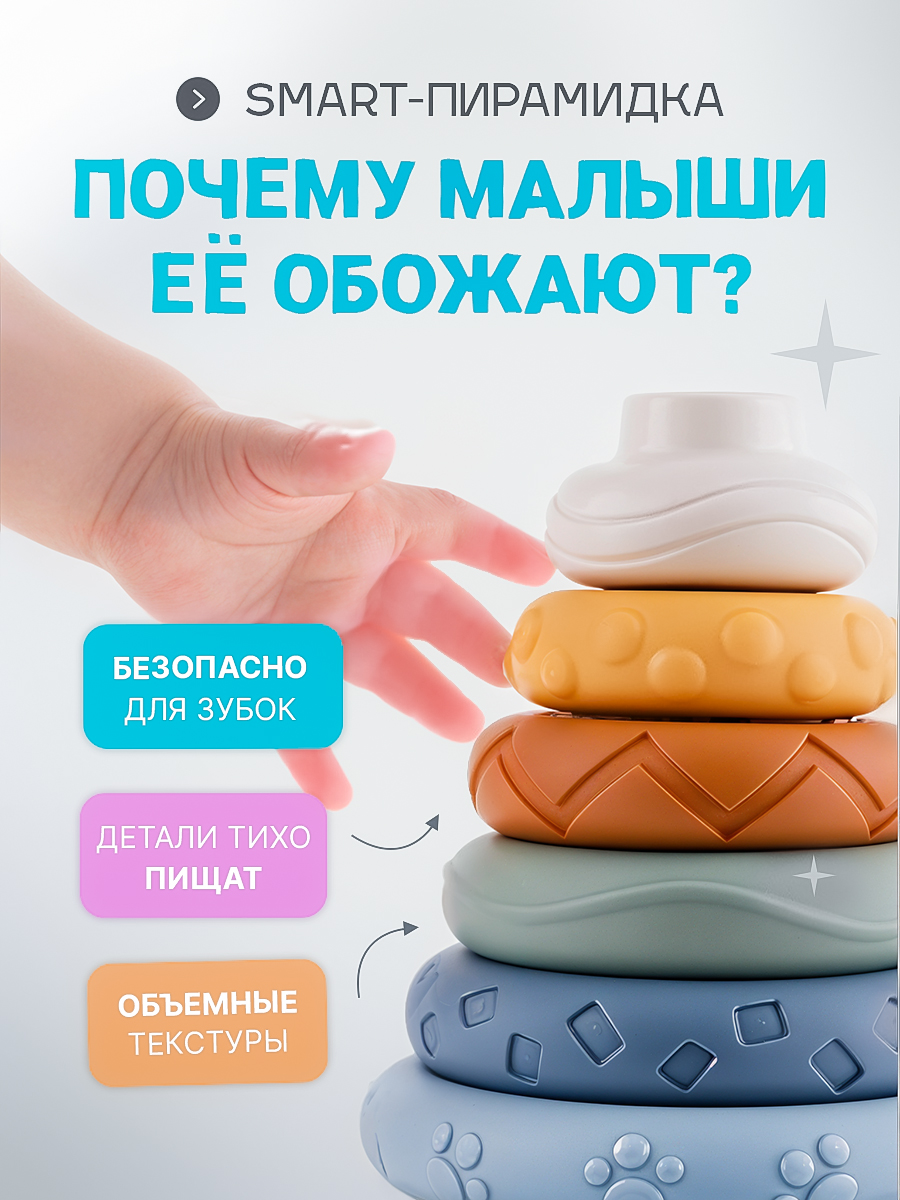 Игрушка SHARKTOYS пирамидка Панда с прорезывателем - фото 3