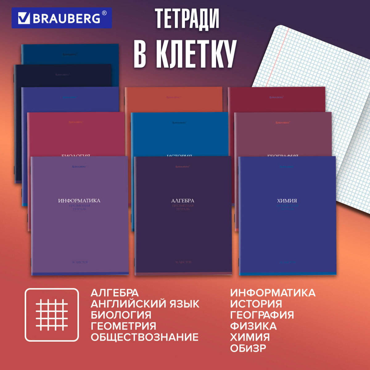 Тетрадь Brauberg 36 лист. 13 шт. - фото 2