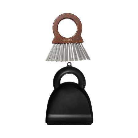 Щётка-сметка с совком DeNASTIA Dark wood 19x14,5x4,7 см ручка из бука L000048
