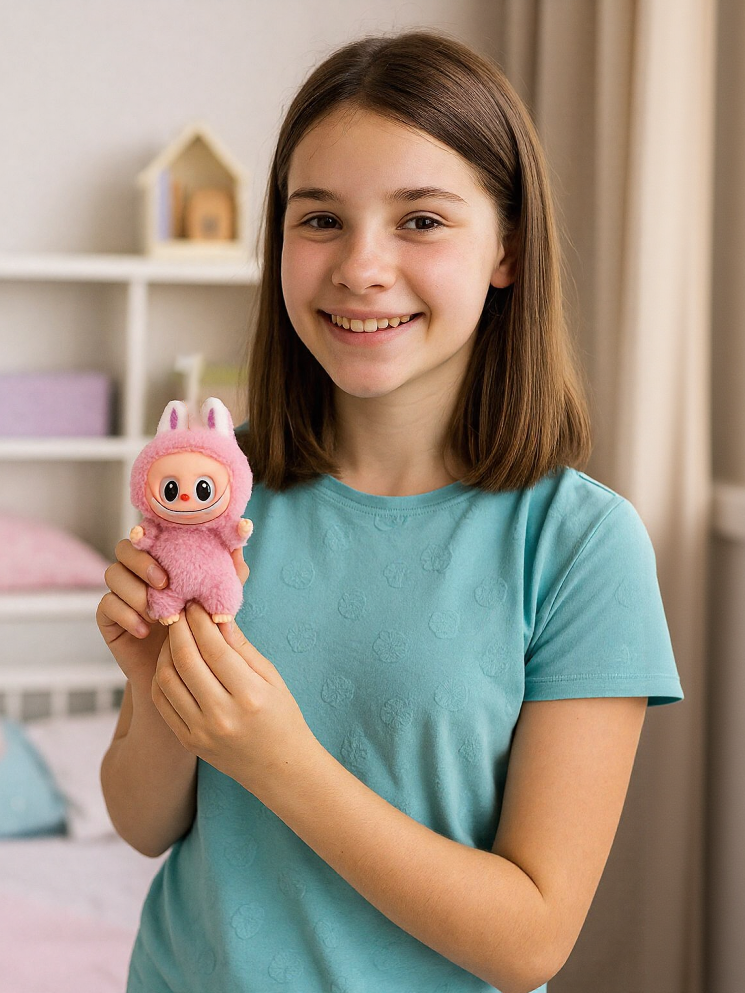 Брелок Labubu розовый - фото 8