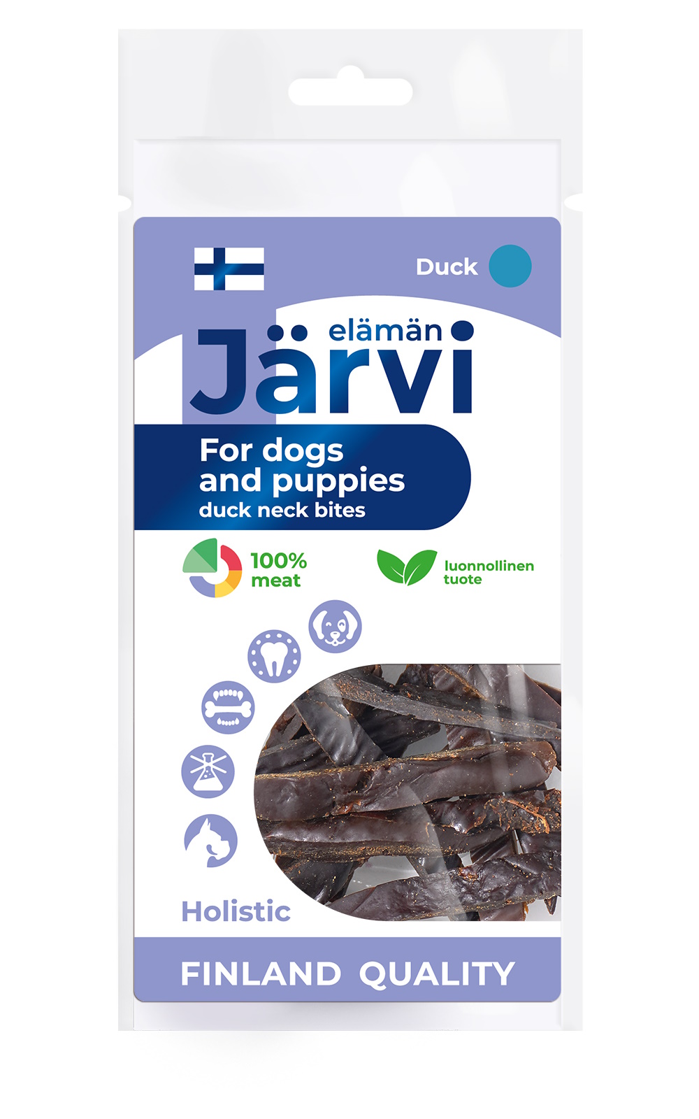 Лакомство для щенков и собак всех пород Jarvi вяленое лакомство утиная шея кусочками 50г - фото 1