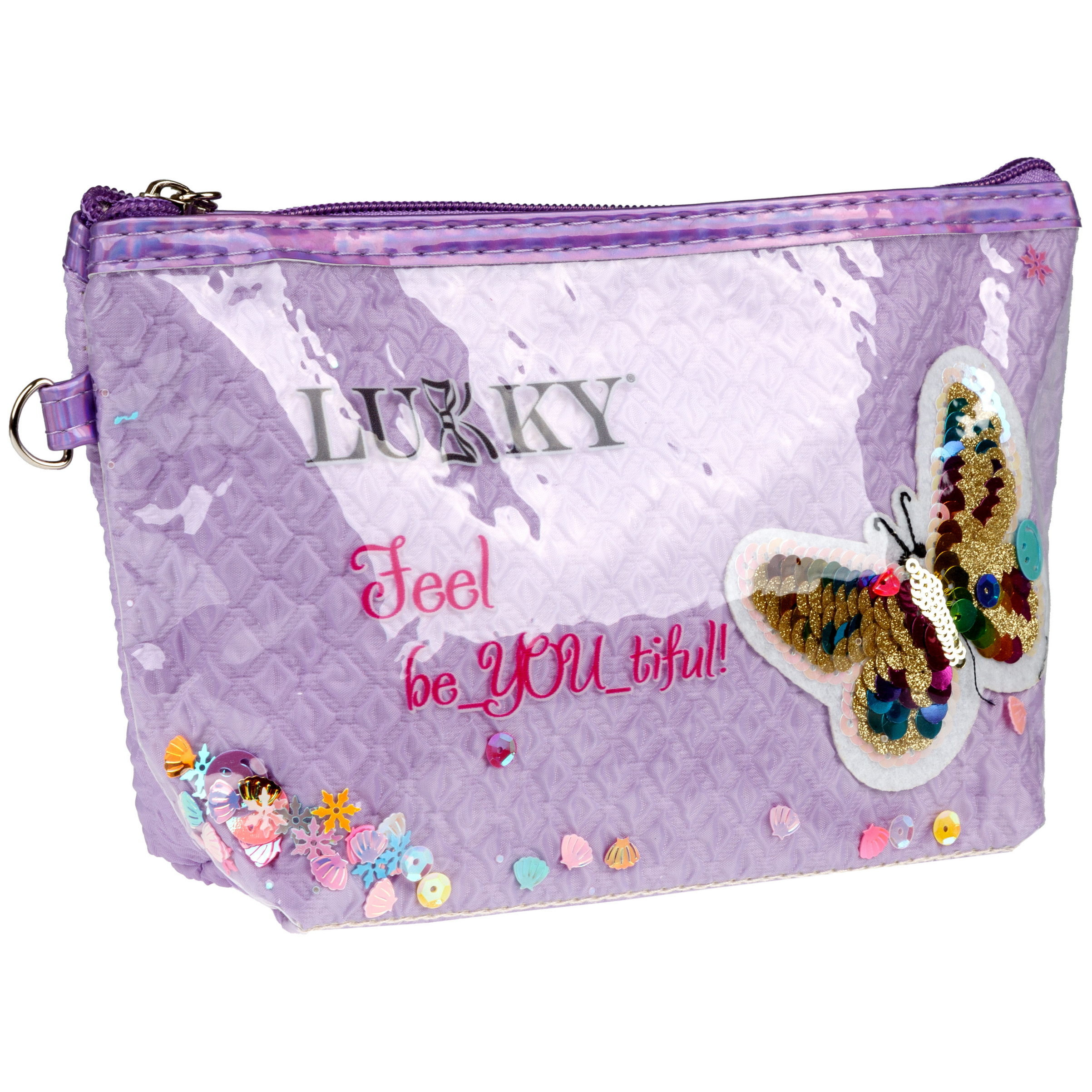 Косметичка LUKKY Love Butterfly с вышивкой и подвижными блёстками 22х 14х 6 см - фото 5