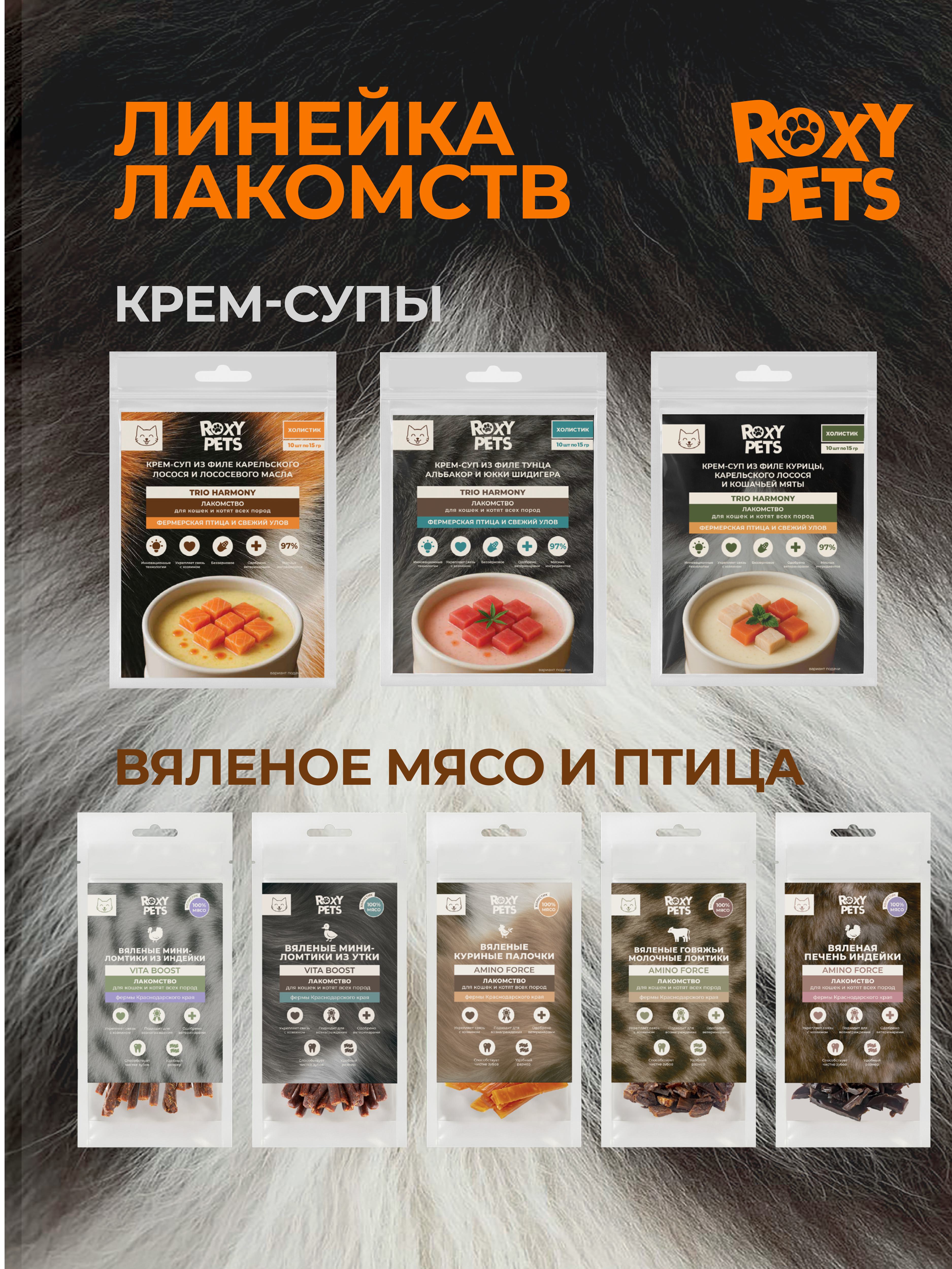 Крем-суп для кошек и котят всех пород ROXY PETS филе карельского лосося и лососевого масла 2уп из 10шт - фото 9
