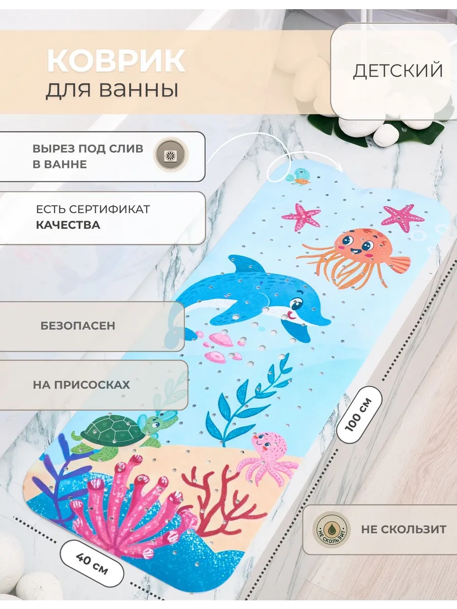 Коврик для купания Mikisskids голубой - фото 1
