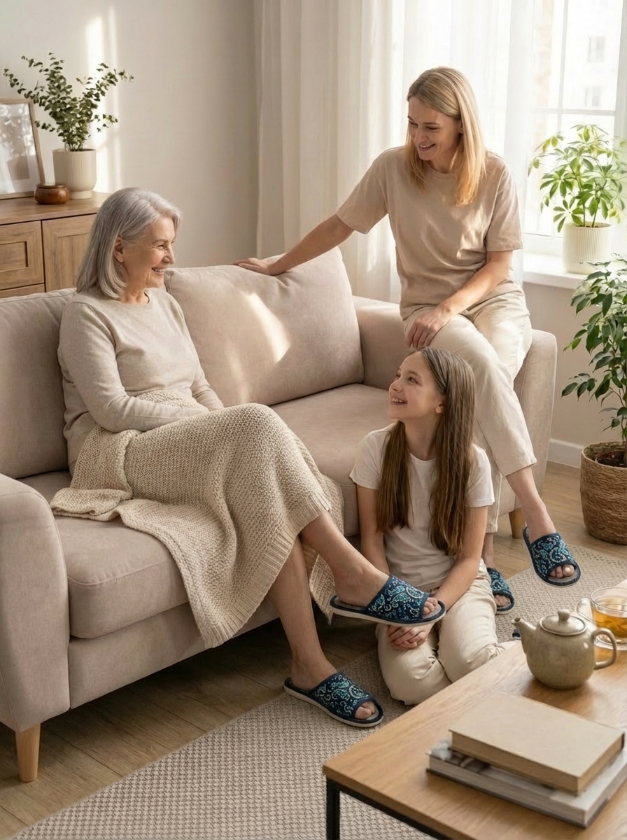 Тапочки UTA HOME 8-5/синий_голубые огурцы - фото 6