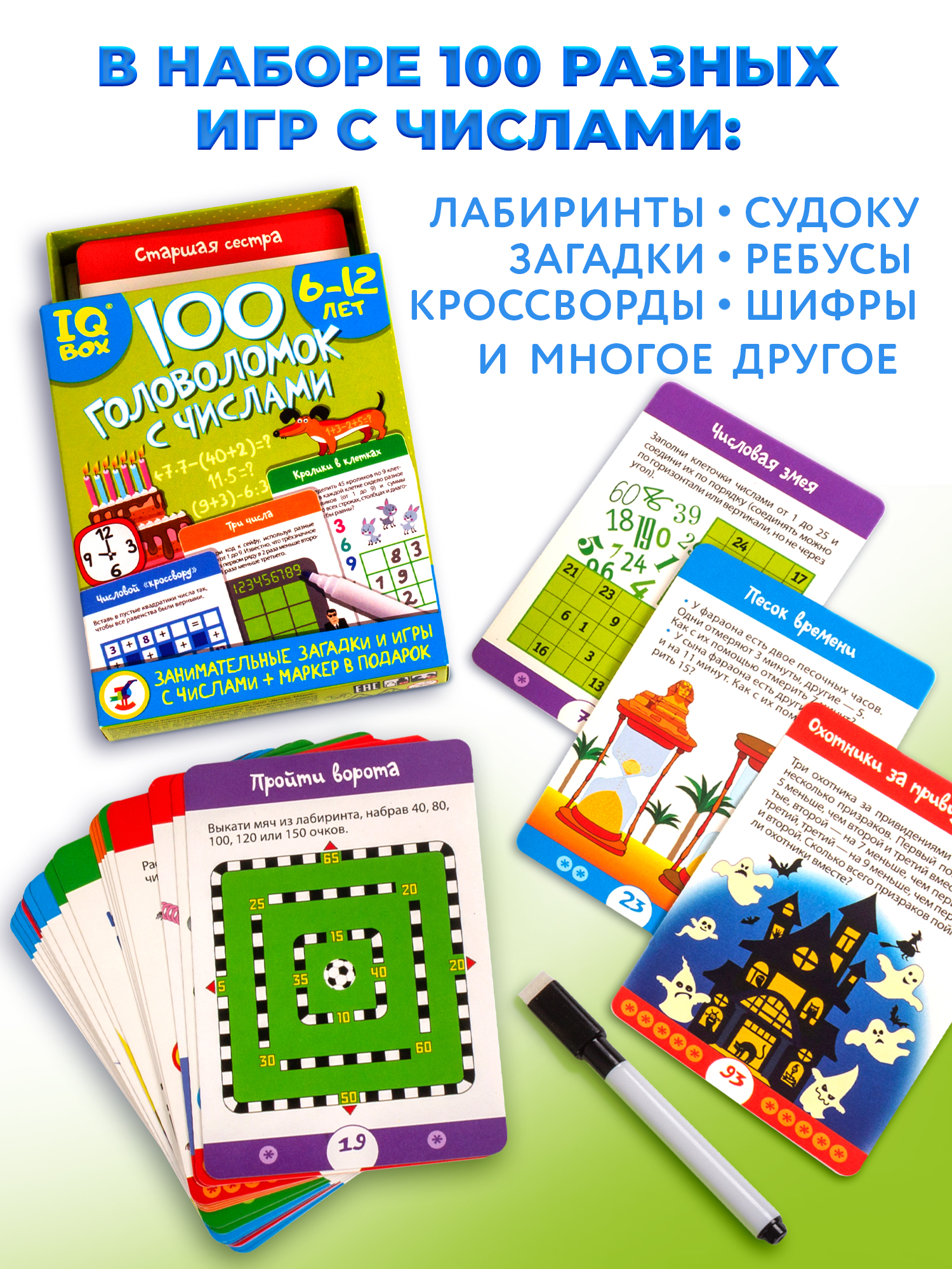 Игра развивающая Дрофа-Медиа IQ Box. 100 Головоломок с числами 4297 - фото 3