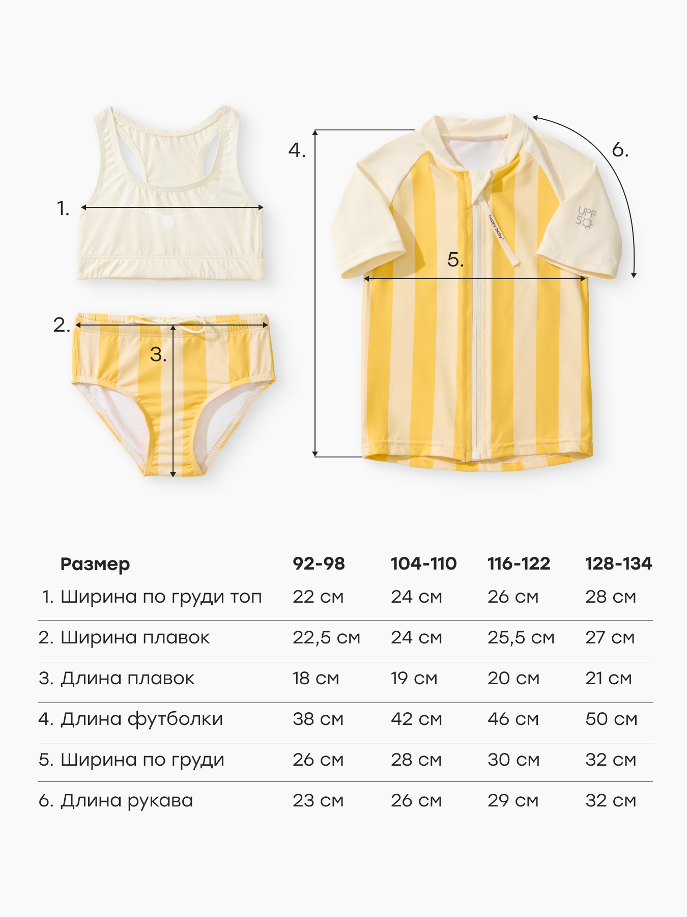 Комплект купальный Happy Baby 50707-1_yellow-stripes - фото 5
