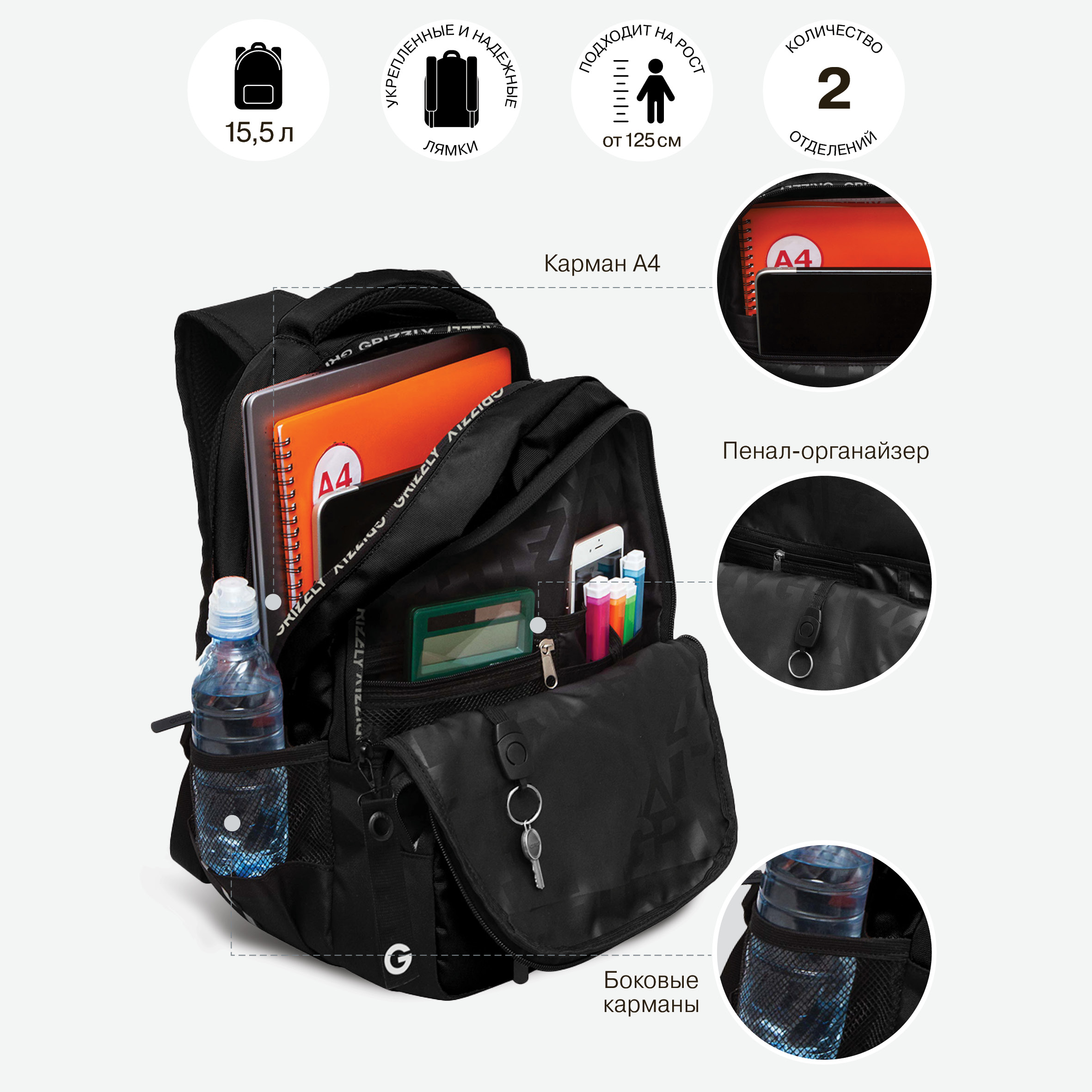 Рюкзак Grizzly для мальчика - фото 6