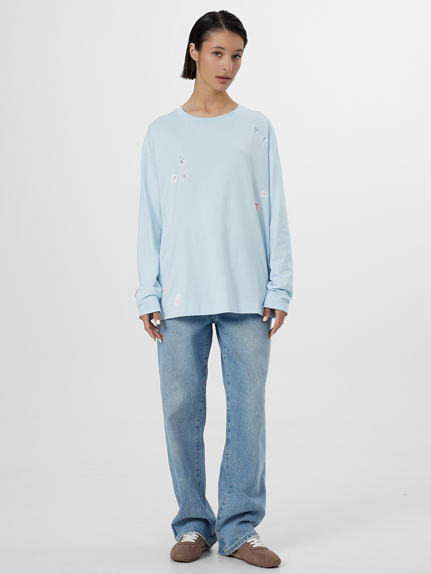 Лонгслив Mark Formelle (Марк Формэль) 122868/голубое небо +печать1 - фото 3