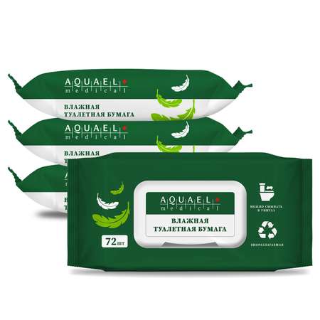 Влажная туалетная бумага Aquael medical 4 упак. 72 шт.