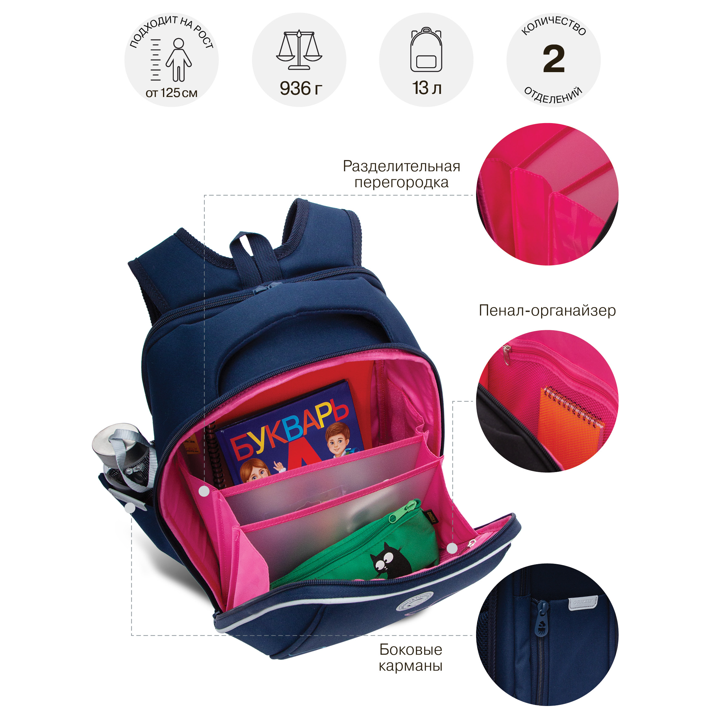 Ранец Grizzly для девочки - фото 8