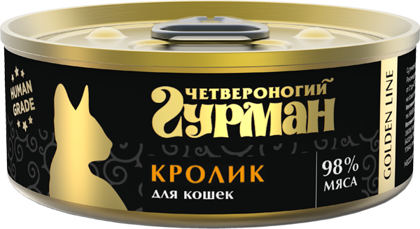 Изображение товара Корм для кошек влажный Четвероногий Гурман Golden line Кролик 100г