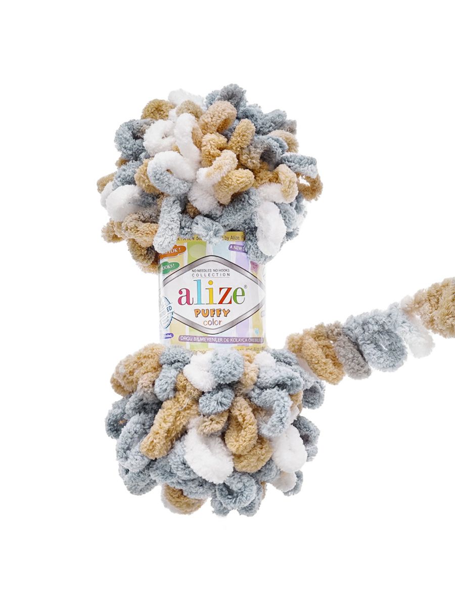 Пряжа для вязания Alize puffy color 100 г 9 м микрополиэстер плюшевая мягкая 6395 секционный 5 мотков - фото 4