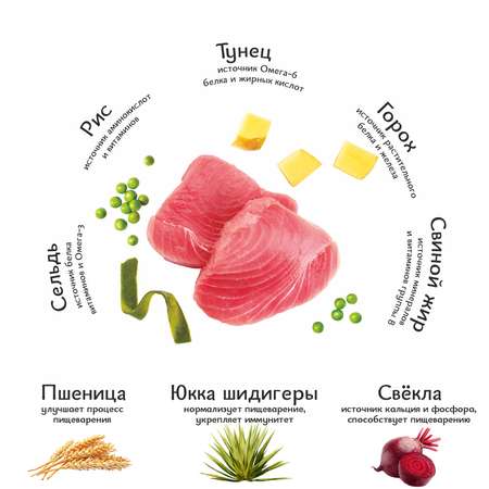 Корм для собак Roybis 2кг с тунцом сухой полнорационный для мелких пород с чувствительным пищеварением