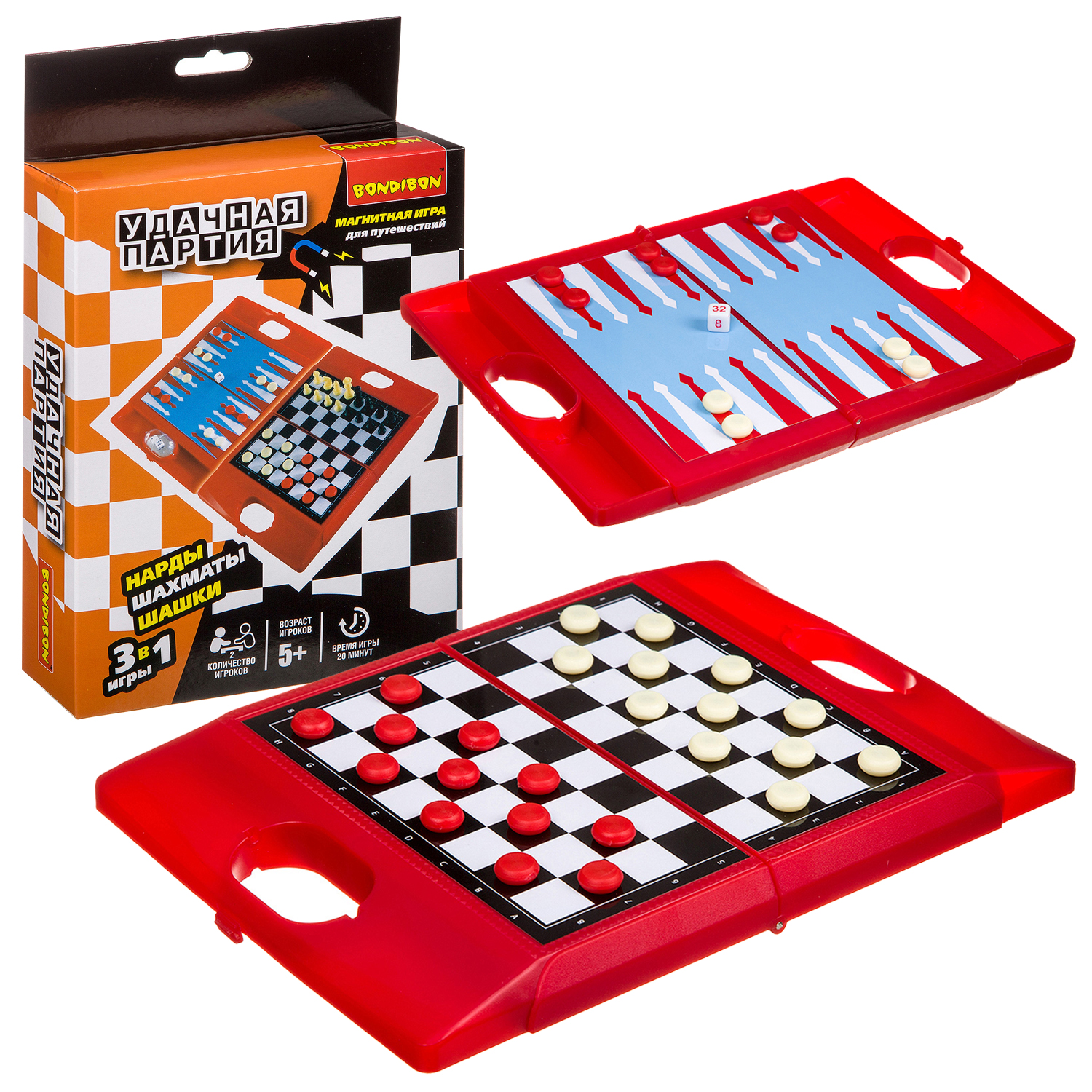 Настольная игра Bondibon 5+ Шахматы, шашки, нарды - фото 1