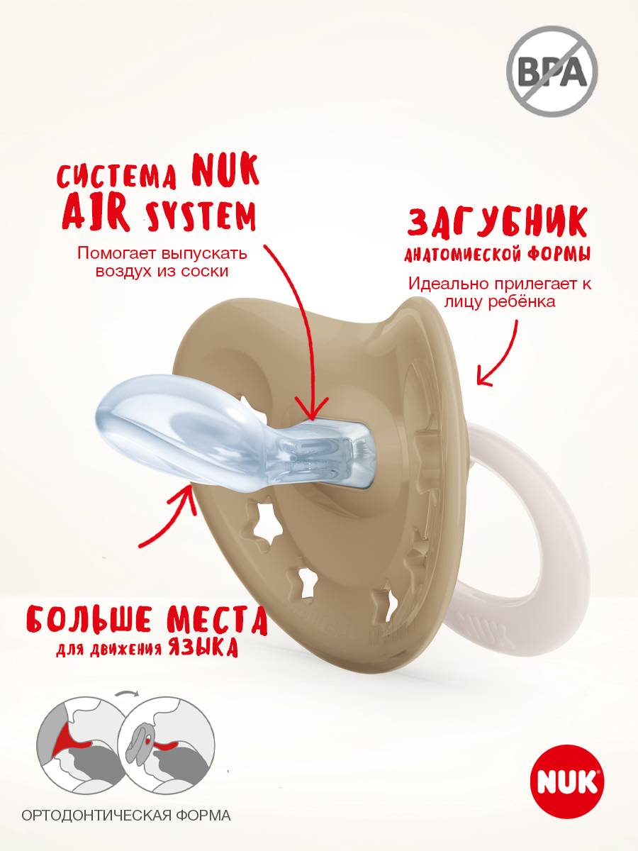 Пустышка Nuk силикон ортодонтическая от 0 мес. 2 шт. - фото 5
