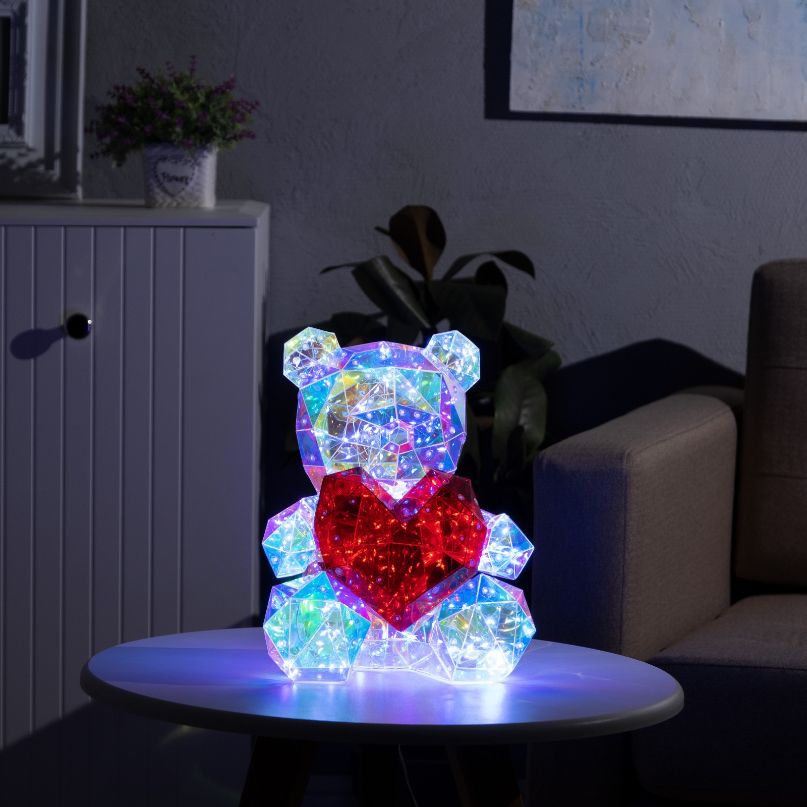 Светодиодная фигура Sima-Land «Мишка» 24×30×20 см пластик USB свечение белое - фото 1