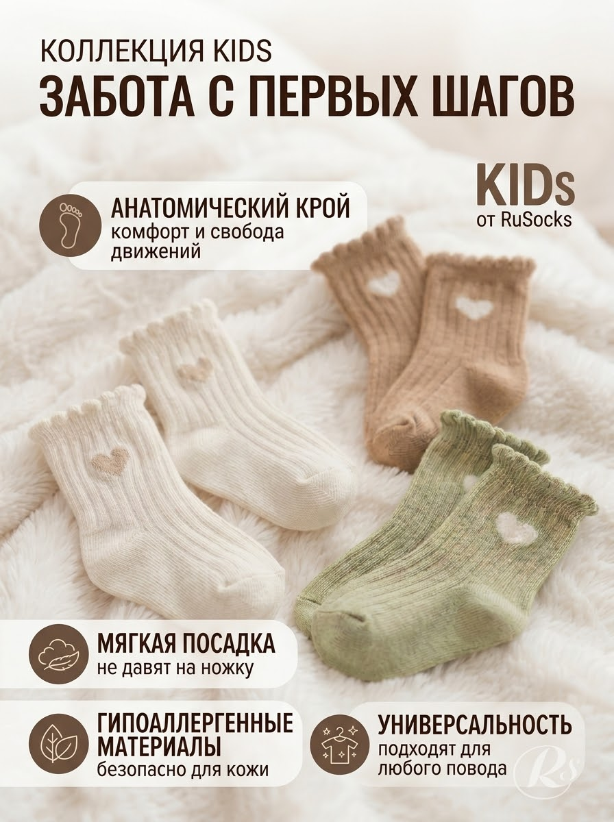 Носки 3 пары RuSocks D_Д3-130928_Носки_3 пары_Экрю,Бежевый,Оливковый - фото 4