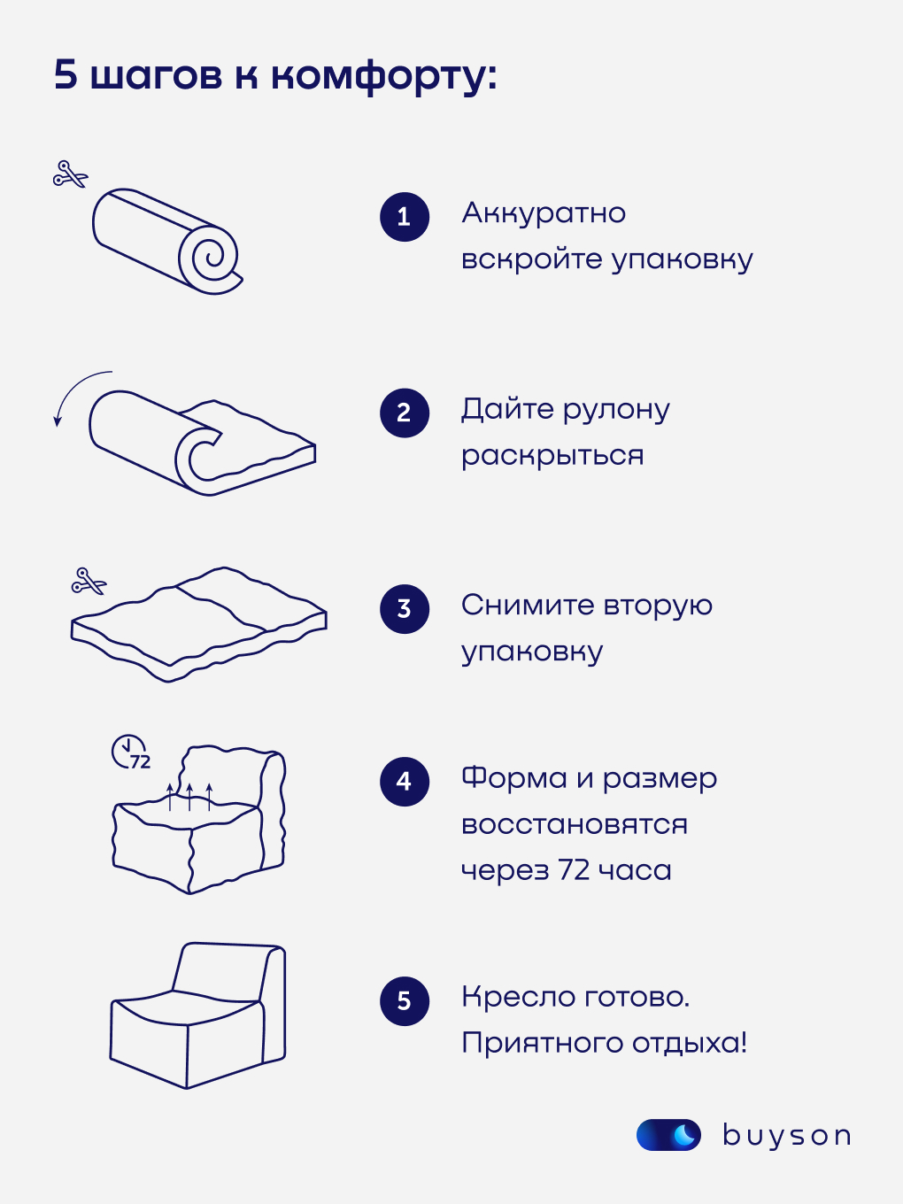 Кресло buyson БайСофт бежевый - фото 15