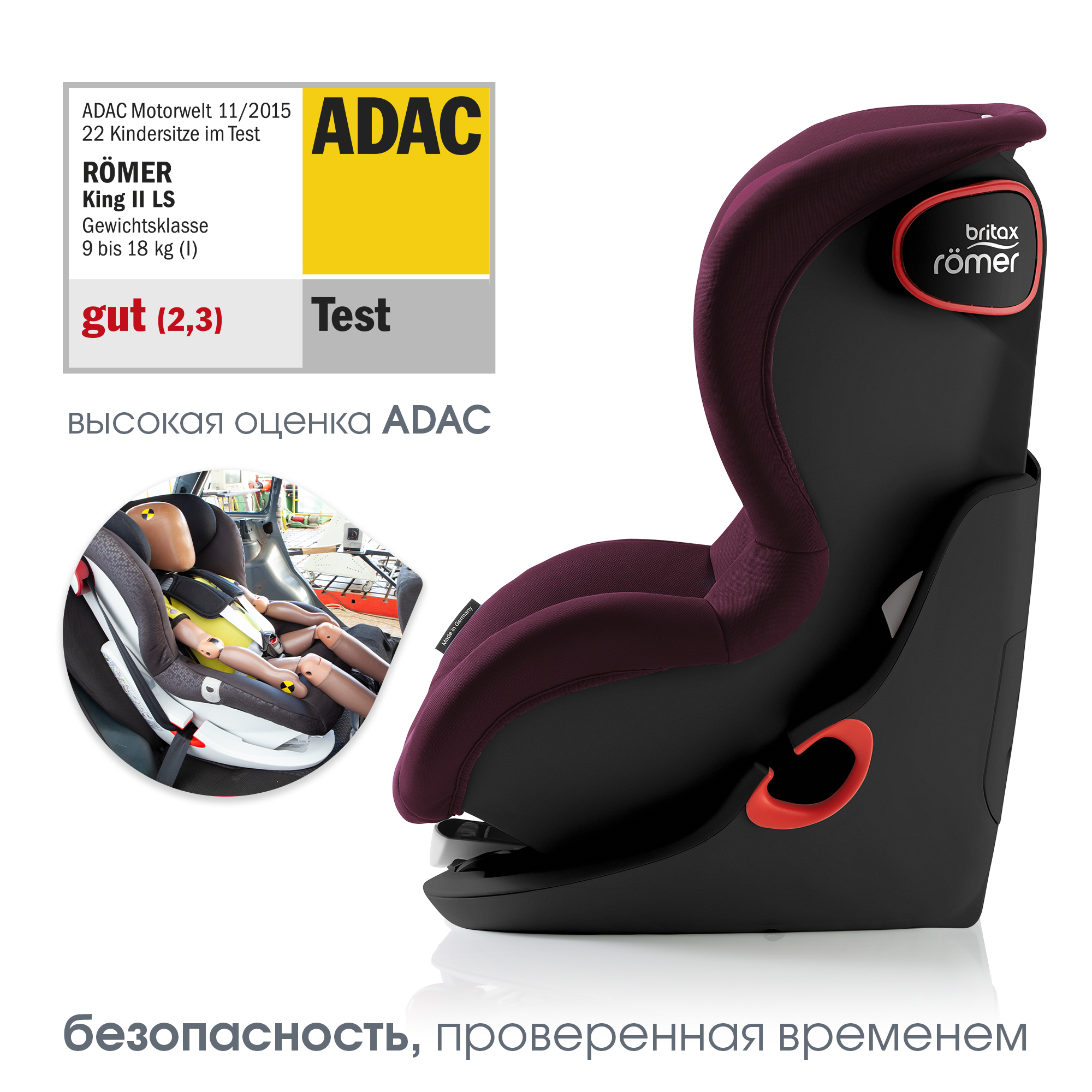 Автокресло Britax Roemer King Burgundy Red 1 (9-18 кг) - фото 3