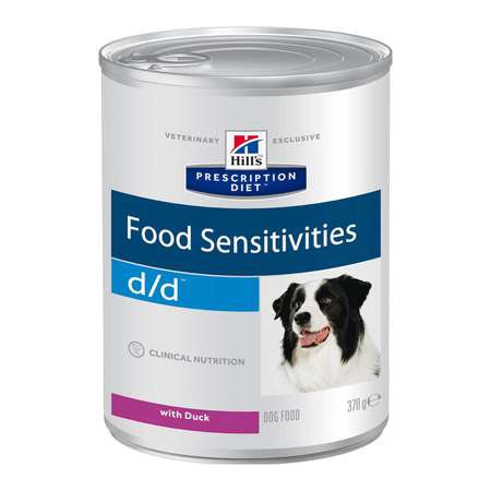 Корм для собак HILLS 370г Prescription Diet d/d Food Sensitivities для кожи при аллергии и заболеваниях кожи с уткой консервированный