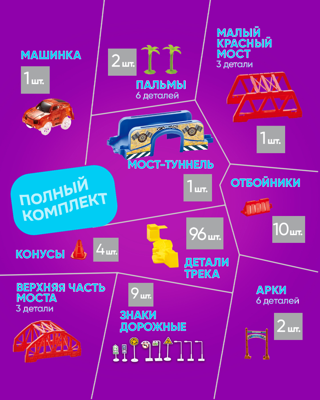 Трек Гибкий Трек с машинкой 139 деталей Т20856 - фото 4