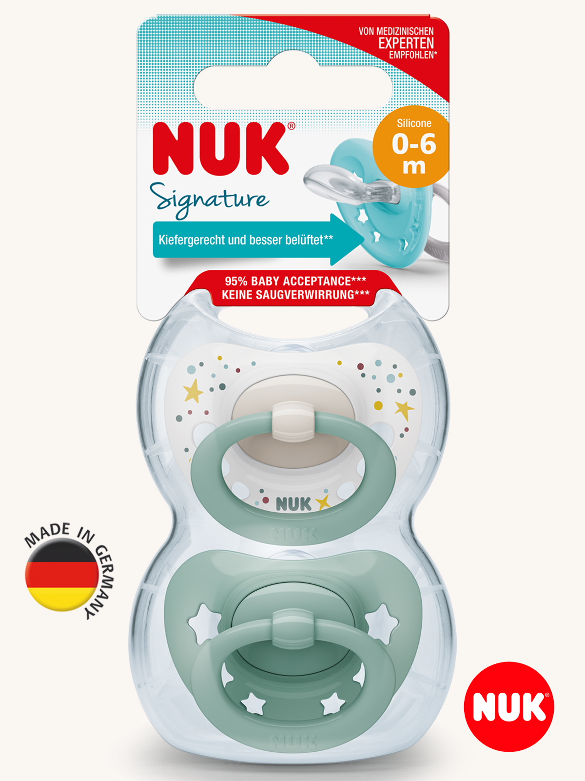 Пустышка Nuk силикон ортодонтическая от 0 мес. 2 шт. - фото 1