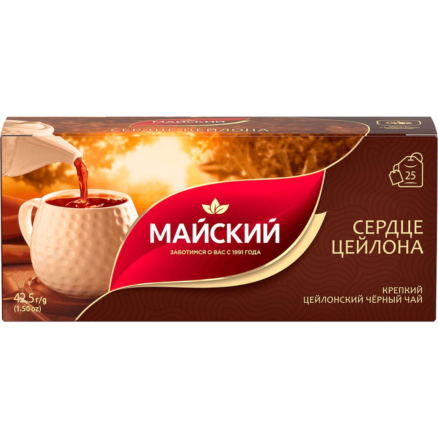Чай пакетированный Майский Сердце Цейлона черный байховый 25 пак по 1.7г - фото 1