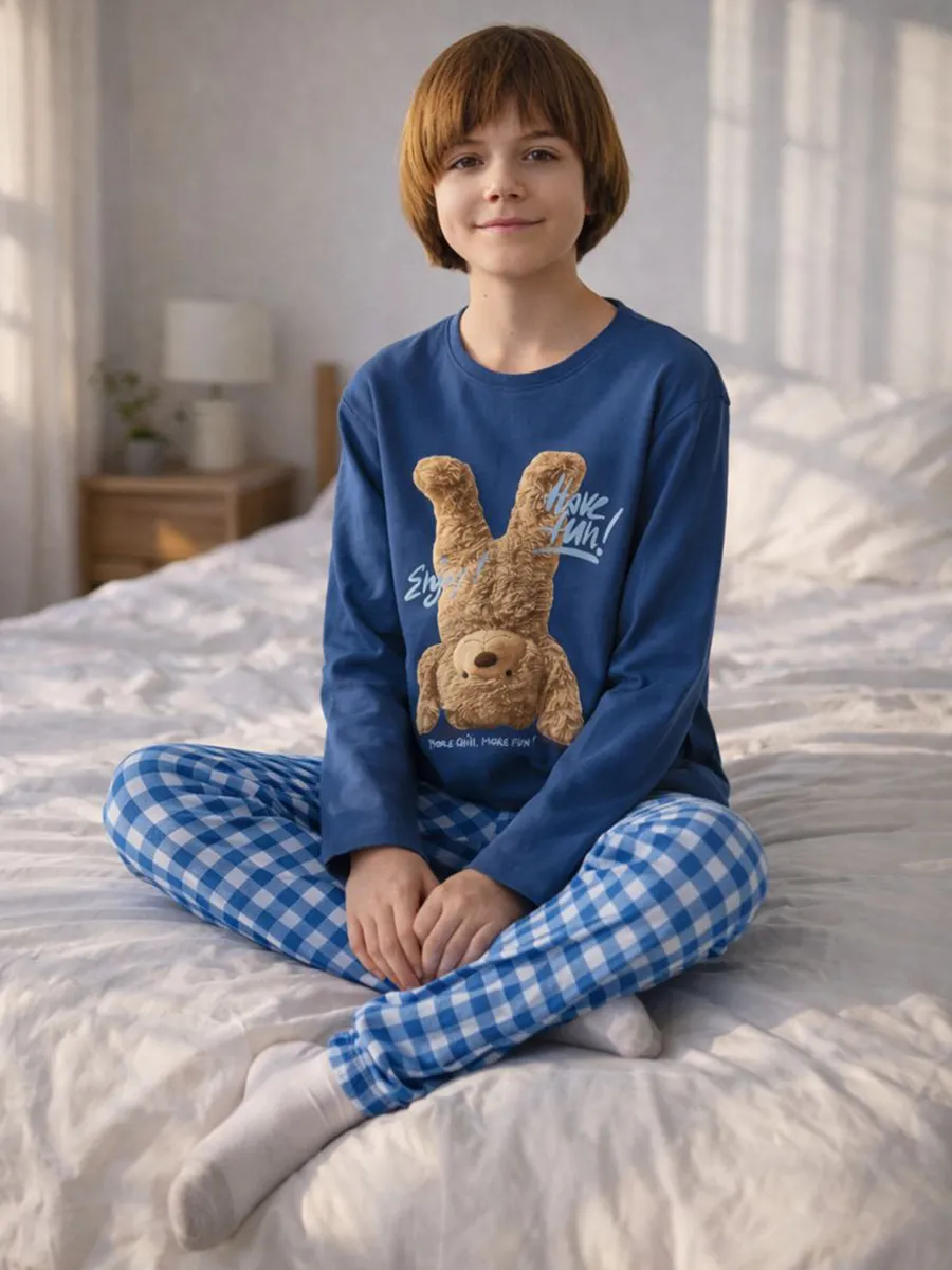 Пижама Mark Formelle (Марк Формэль) 563323/полуночно -синий +сине -голубая клетка - фото 1