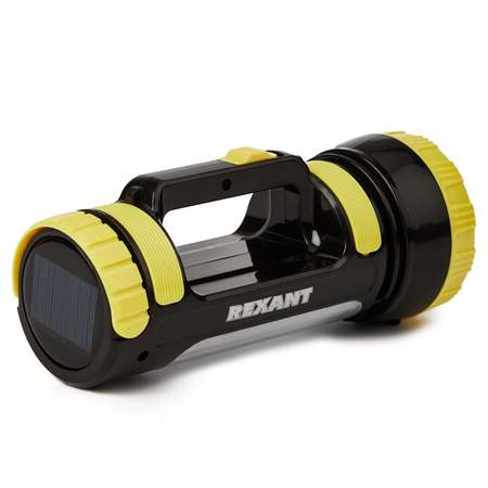 Фонарь REXANT 2 режима с солнечной панелью USB зарядкой и наплечным ремнем