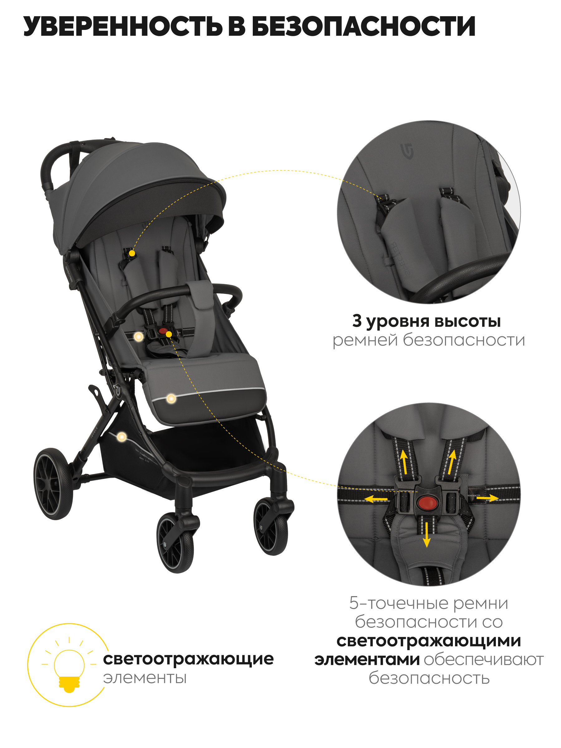 Коляска прогулочная JOVOLA Specter темно-серый серый - фото 2