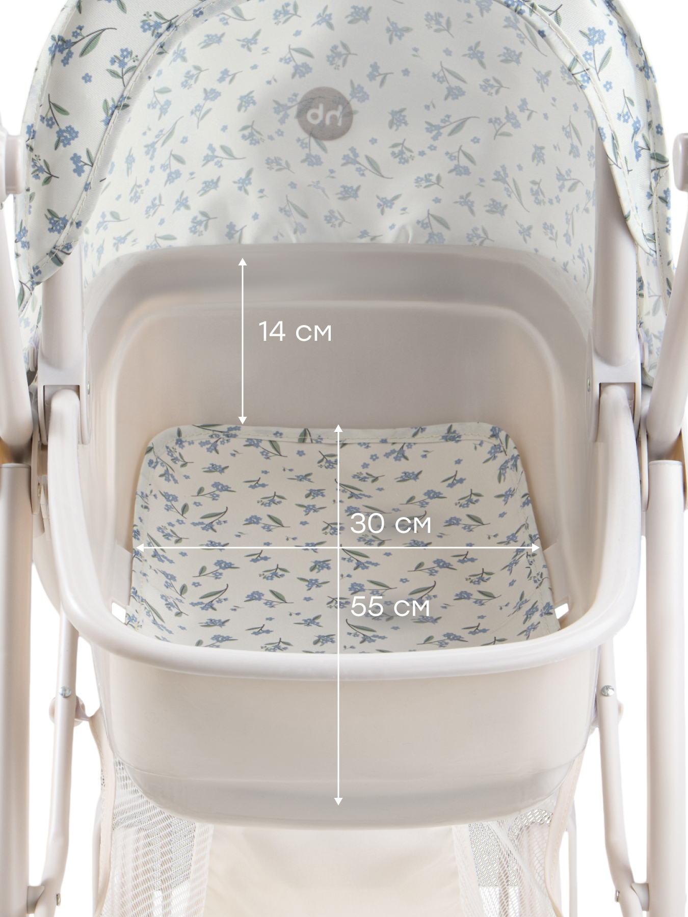 Коляска-люлька для кукол Happy Baby 331956_blue flowers - фото 7