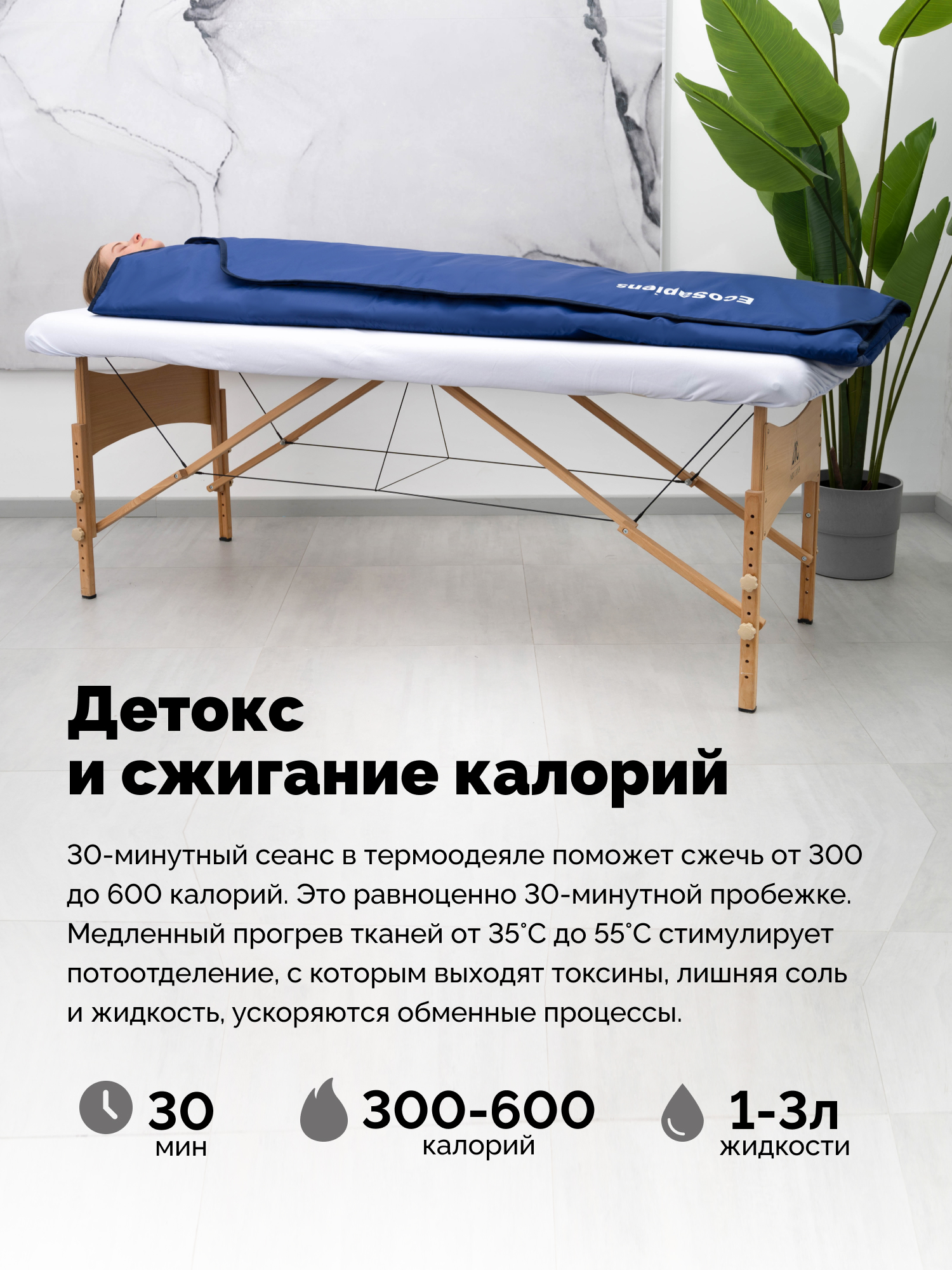 Электроодеяло EcoSapiens для обертывания и инфракрасной сауны Infrasauna 220х180 см - фото 2