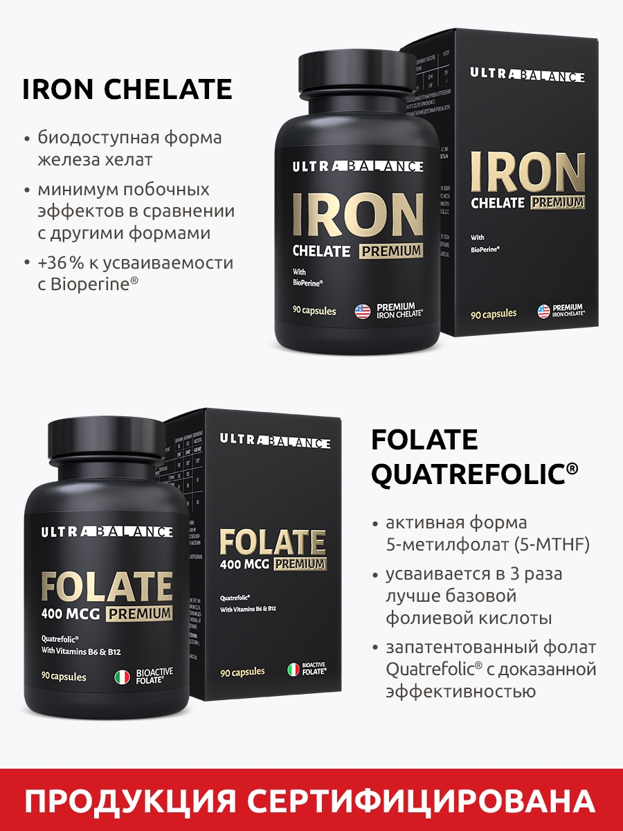 Комплекс Фолат Железо UltraBalance витамины для женщин - фото 5