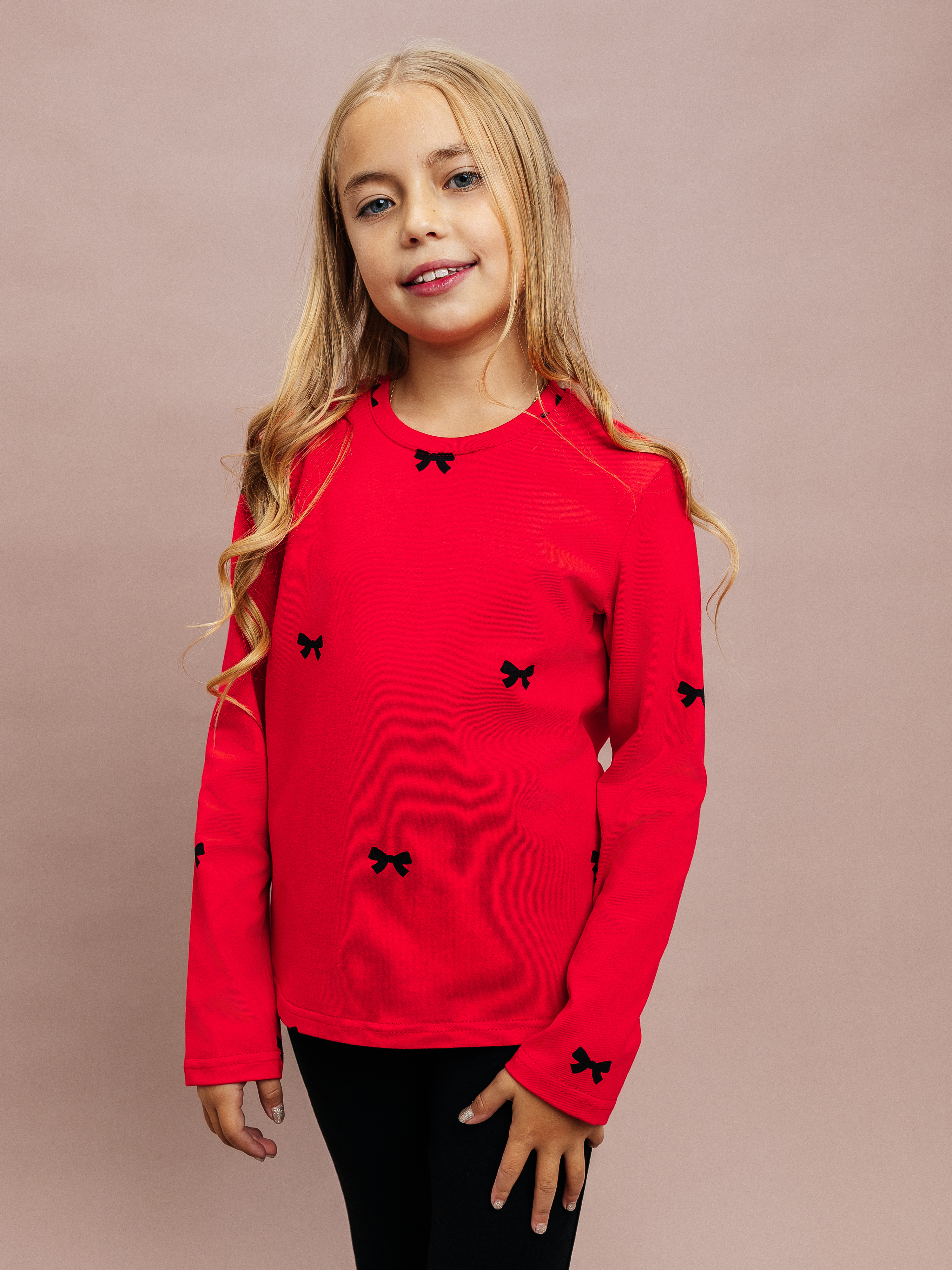 Лонгслив Селтекс Ю_ДК1 красный/бантик черный - фото 8