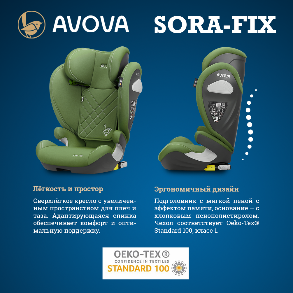 Автокресло Avova Sora-Fix Isofix 2/3 (15-36 кг) зеленый - фото 2