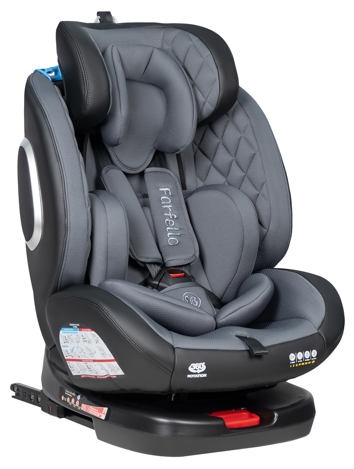 Автокресло Farfello YB102A Isofix 0+/1/2/3 (0-36 кг) серый - фото 12