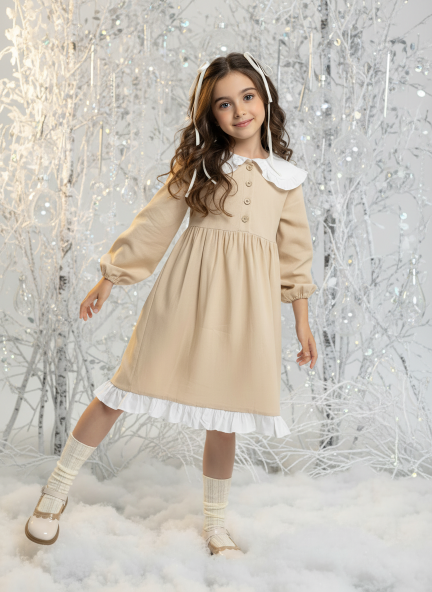 Платье LELUkids LK.CH.81FL/бежевый - фото 2
