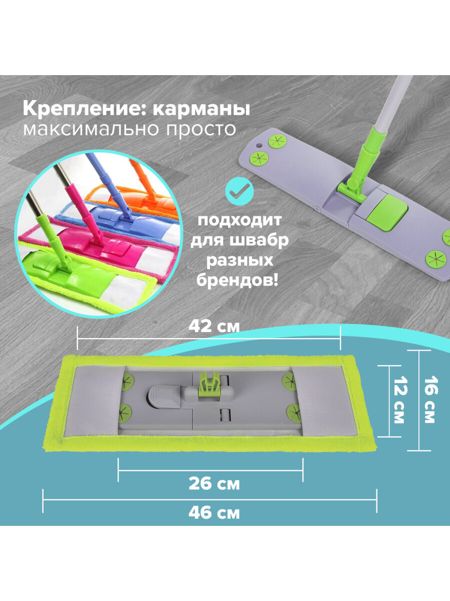 Сменная насадка Лайма для швабры плоская из микрофибры 40см - фото 9