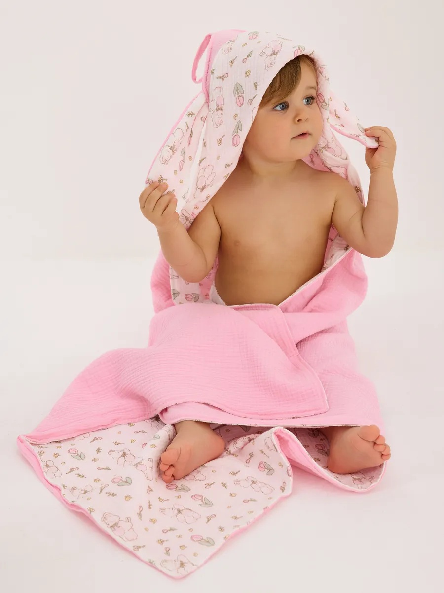 Полотенце Loo-Loo розовое с ушками 95 x 95 см 1 шт. - фото 11