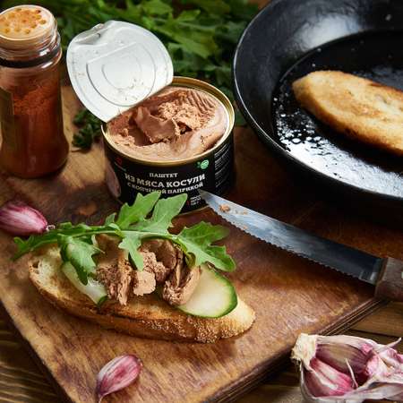 Мясные консервы Мясничий Паштет из мяса Косули с копченой паприкой 240г