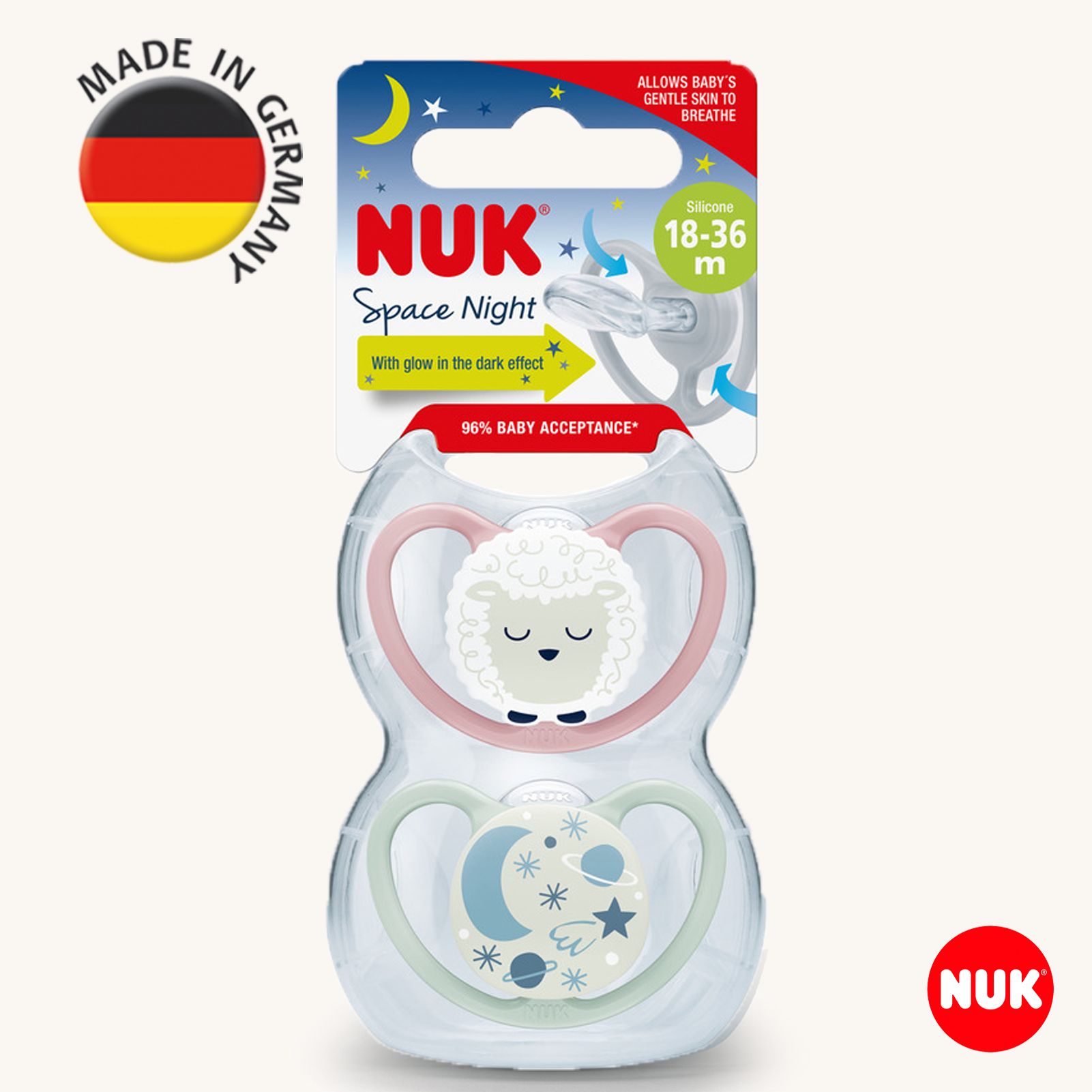 Пустышка Nuk силикон ортодонтическая от 18 мес. 2 шт. - фото 1